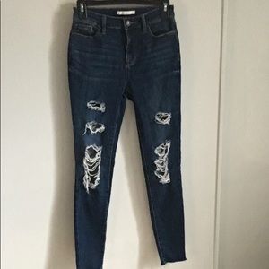 PacSun High Rise Dark Wash Denim Ripped Jegging For My Tall Ladies Size 25 Long